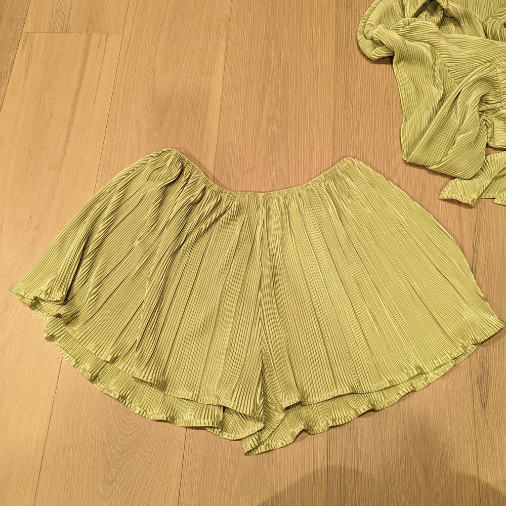 Green Pleated Two-Piece Set - Picture 6 of 9